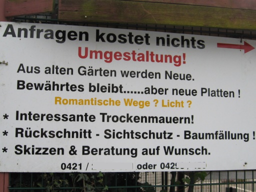 Schild einer Grtnerei in Bremen-Horn - 24.02.2008
