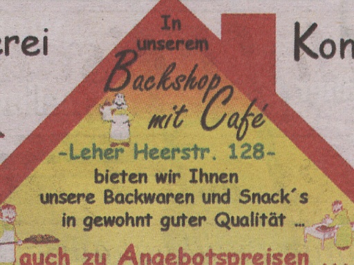 Zeitungsannonce einer Bckerei - 05.05.2008