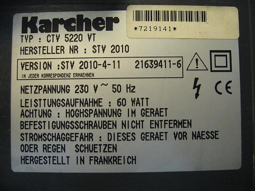 Typenschild eines Fernsehers - 19.07.2008