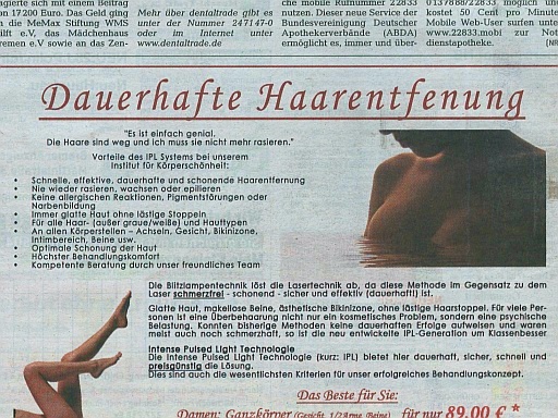 Zeitungsannonce - 19.10.2008