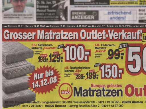 Anzeige eines Matratzenhndlers - 28.11.2008