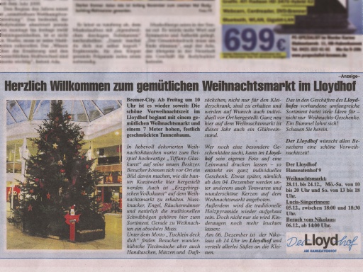 Anzeige des 'Lloydhof' - 28.11.2008