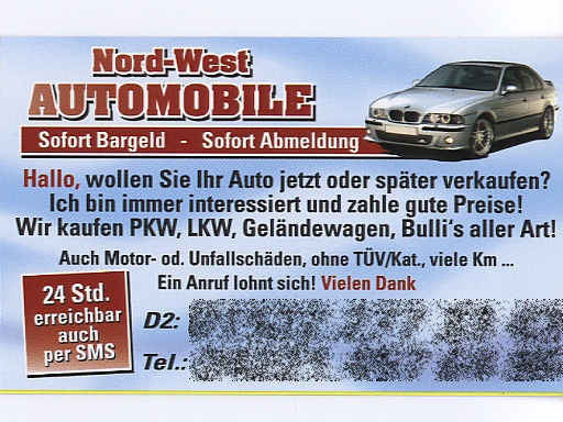 Karte eines Auto-Interessenten - 28.12.2008