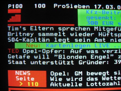 'Pro Sieben'-Videotext - 17.03.2009