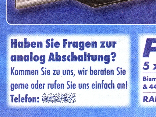 Inserat eines TV-Geschftes - 19.03.2011