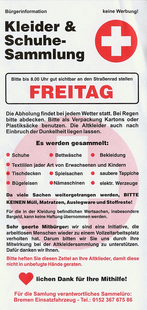 Altkleidersammlung - 06.06.2012
