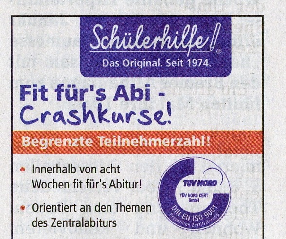 Zeitungsannonce fr Schler-Nachhilfe - 12.01.2014